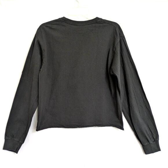 Rolling Stones Black T-Shirt Size M Graphic Logo Lips and Tongue Cotton Cropped - Picture 3 of 7